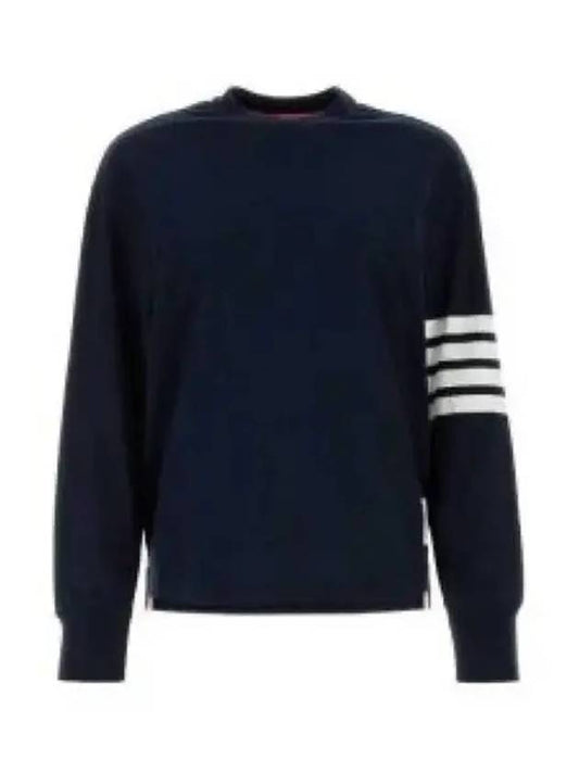 Engineered 4 Bar Medium Weight Jersey Oversized Long Sleeved T-Shirt Navy - THOM BROWNE - BALAAN 2