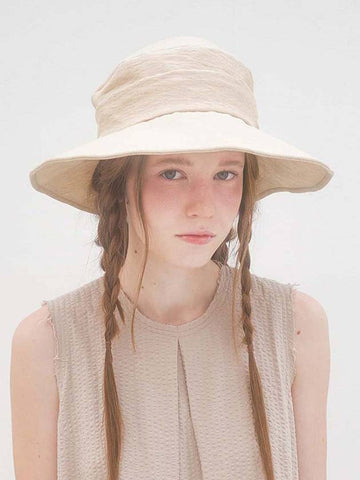 Back Ribbon Point Wide Hat Beige - BROWN HAT - BALAAN 1