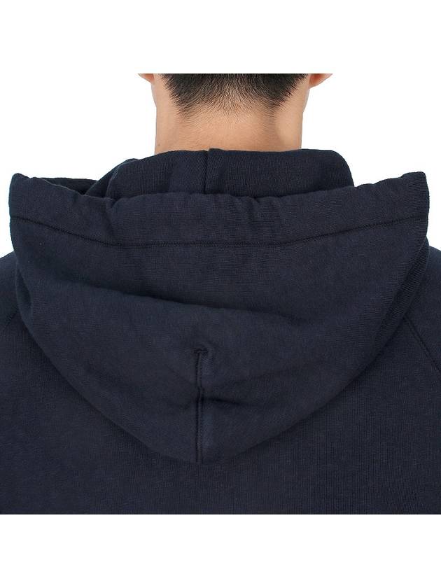 Men's Garment Dyed Malfile Zip Up Hoodie Navy - STONE ISLAND - BALAAN 11