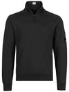 Men's Lens Wappen Half Zip Up Hooded Long Sleeve T-Shirt Black - CP COMPANY - BALAAN 3