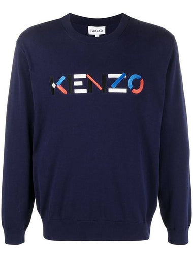 Color Embroidered Logo Sweatshirt Navy - KENZO - BALAAN 1