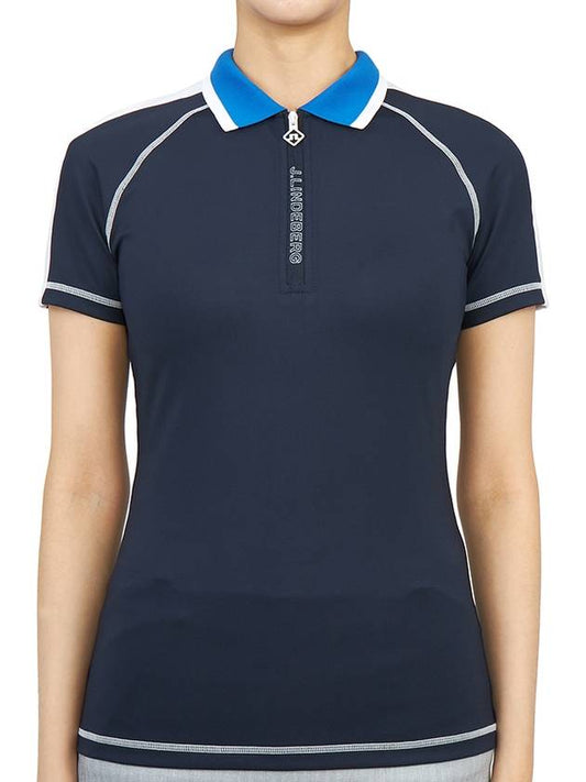 Women's Kourtney Polo Short Sleeve T-Shirt Navy - J.LINDEBERG - BALAAN 2