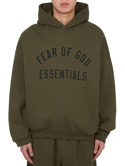 Essentials Logo Print Fleece Hoodie Olive - FEAR OF GOD - BALAAN 2