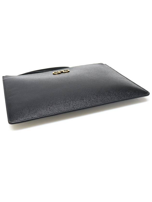 22 D781 Black hammered calfskin gold plated Gancini logo strap clutch - SALVATORE FERRAGAMO - BALAAN 4