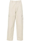 Regular Fit Cargo Cotton Canvas Straight Pants Beige - STONE ISLAND - BALAAN 1