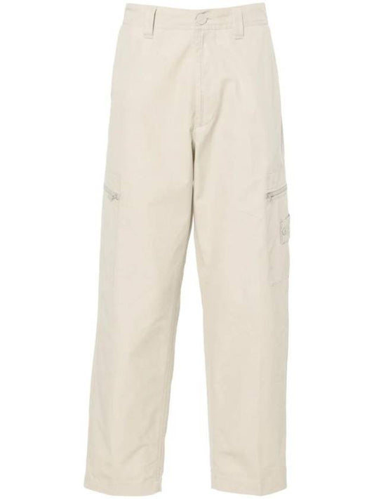 Regular Fit Cargo Cotton Canvas Straight Pants Beige - STONE ISLAND - BALAAN 1