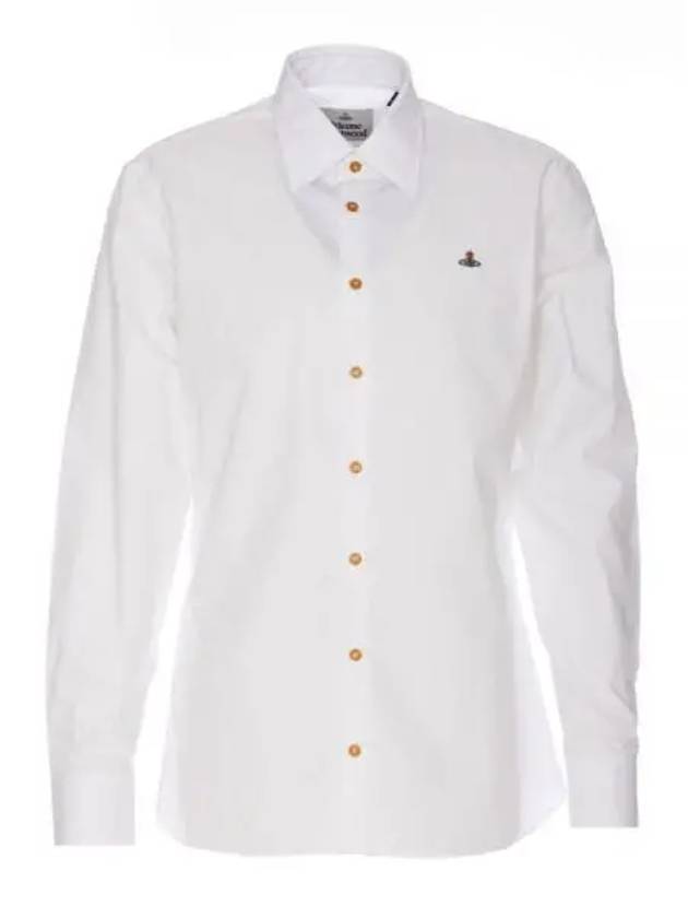 Men's Embroidered ORB Long Sleeve Shirt White - VIVIENNE WESTWOOD - BALAAN 2