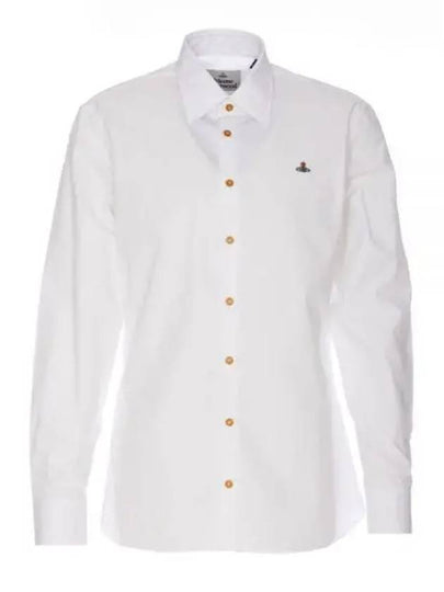 Men's Embroidered ORB Long Sleeve Shirt White - VIVIENNE WESTWOOD - BALAAN 2