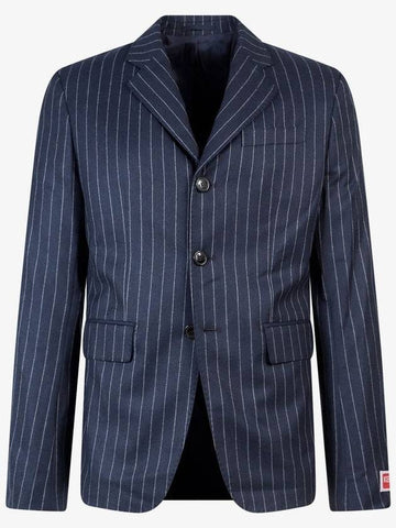 Men's Sprite 3 Button Blazer Wool Jacket Navy - KENZO - BALAAN 1