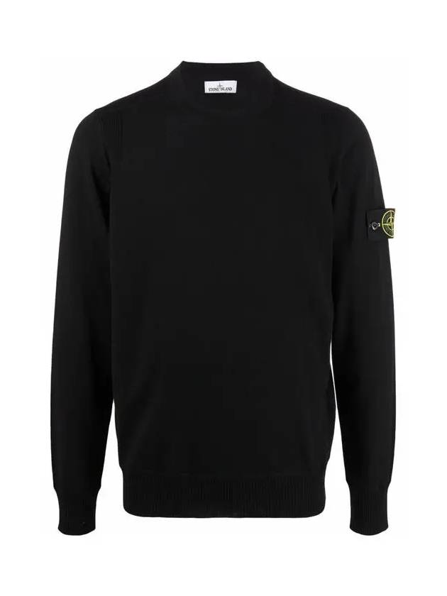 Light Wool Crewneck Knit Top Black - STONE ISLAND - BALAAN 3