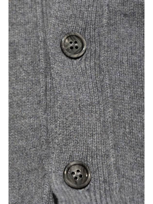 Logo Cashmere Wool Cardigan Grey - AMI - BALAAN 6