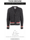 Men's Mix Cable V-Neck Classic Fit Cardigan Dark Grey - THOM BROWNE - BALAAN 3