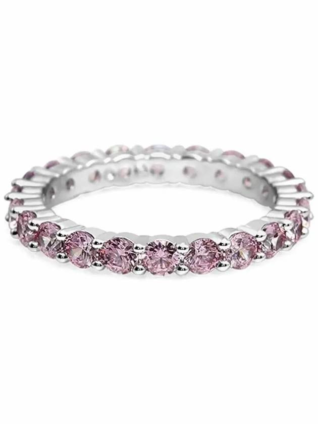 Matrix Round Cut Rhodium Plated Ring Pink - SWAROVSKI - BALAAN 4