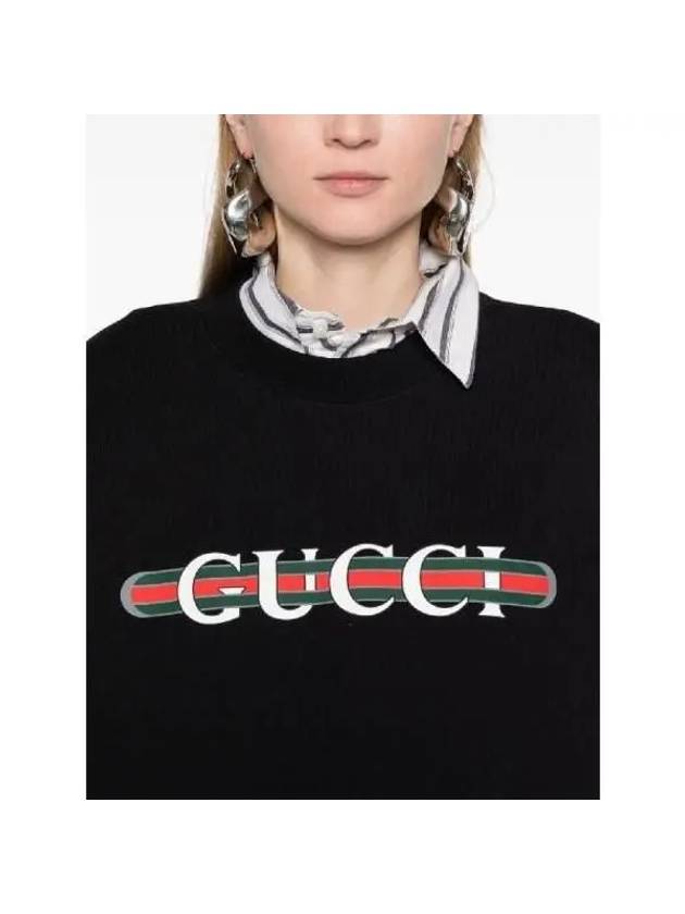 Print Cotton Jersey Sweatshirt Black - GUCCI - BALAAN 6