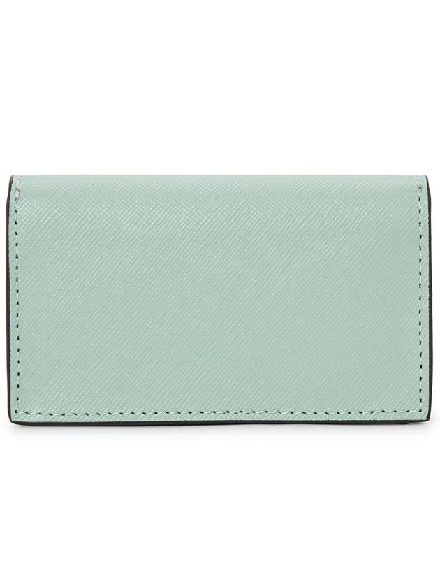 Logo Color Block Saffiano Card Wallet Tea Green - MARNI - BALAAN 3