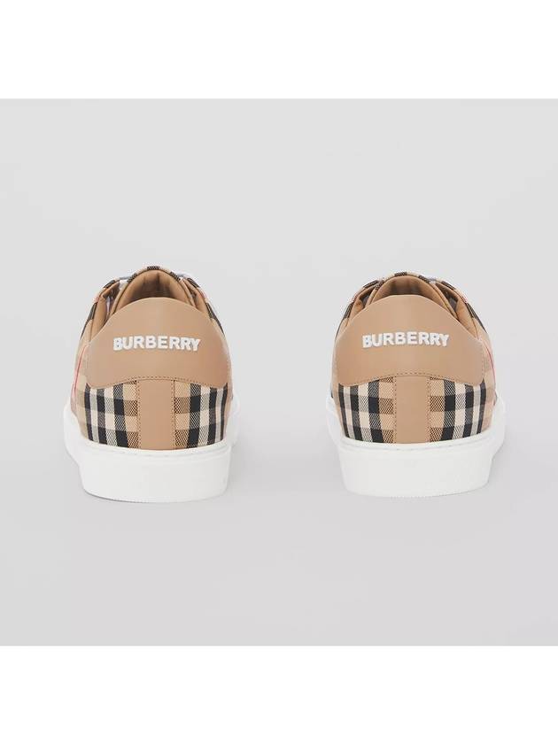 Vintage Check and Leather Sneakers Archive Beige - BURBERRY - BALAAN 3