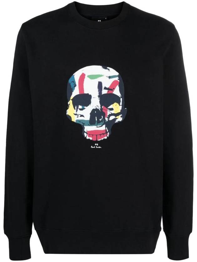 Skull Print Organic Cotton Sweatshirt Black - PAUL SMITH - BALAAN 1