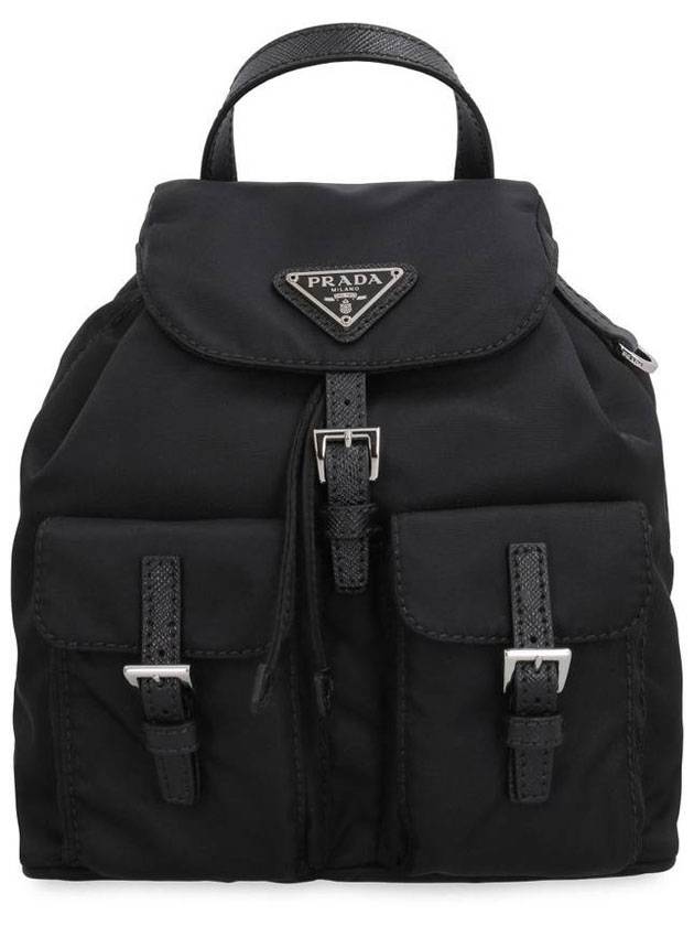 Triangle Logo Nylon Mini Backpack Black - PRADA - BALAAN 1