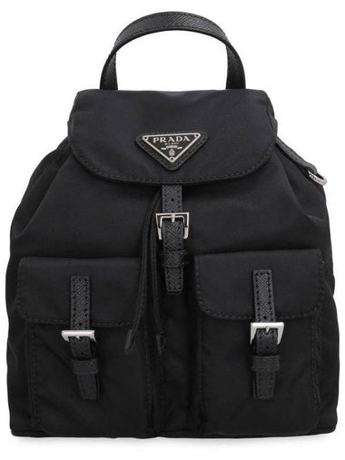 Triangle Logo Nylon Mini Backpack Black - PRADA - BALAAN 1