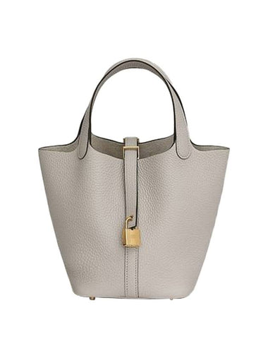 Picotin Lock 18 Tote Bag Grey - HERMES - BALAAN 1