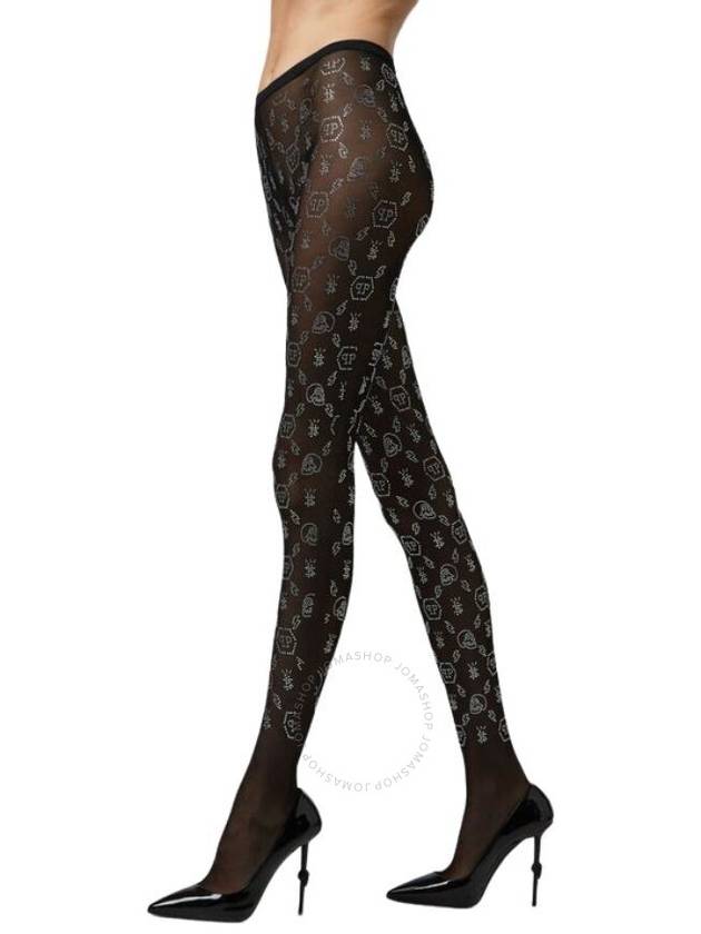 Philipp Plein Black Monogram Nylon Tights, Brand Size 4 (Large) - PHILIPP PLEIN - BALAAN 1