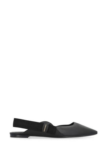 Leather Slingback Flat Black - SALVATORE FERRAGAMO - BALAAN 1