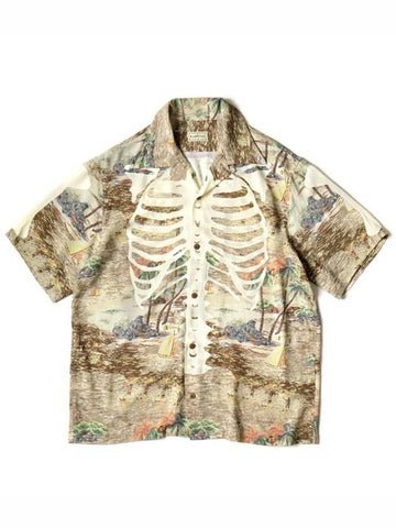 Kamehameha Bone Aloha Shirt Brown EK 1214SS BR 03 - KAPITAL - BALAAN 1