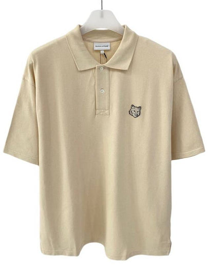 Bold Fox Head Patch Oversized Polo Shirt Beige - MAISON KITSUNE - BALAAN 2