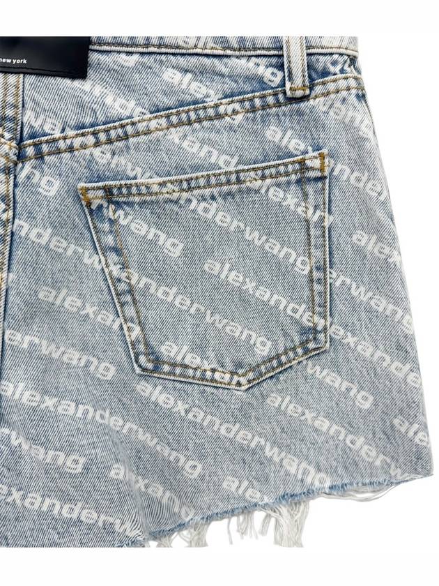 All-Over Logo Bite High Waist Denim Shorts Blue - ALEXANDER WANG - BALAAN 5