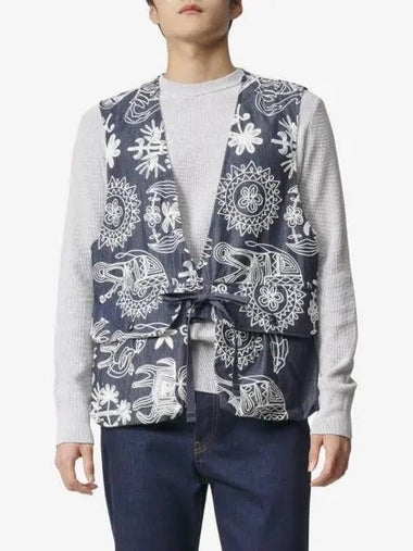 Foul floral print vest indigo MP125ND041 - ENGINEERED GARMENTS - BALAAN 1