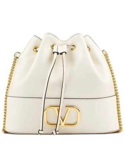 V Logo Signature Small Bucket Bag Light Ivory - VALENTINO - BALAAN 2