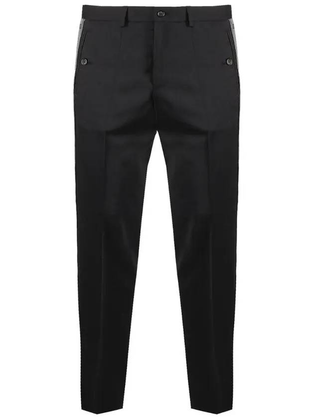 side band wool straight pants black - DOLCE&GABBANA - BALAAN 1