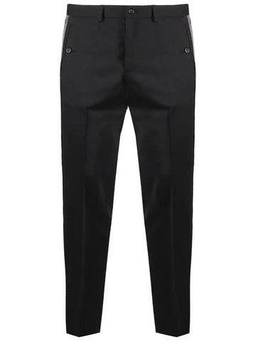 side band wool straight pants black - DOLCE&GABBANA - BALAAN 1