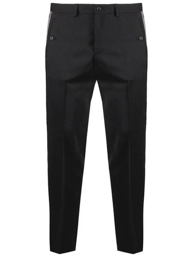 side band wool straight pants black - DOLCE&GABBANA - BALAAN 1