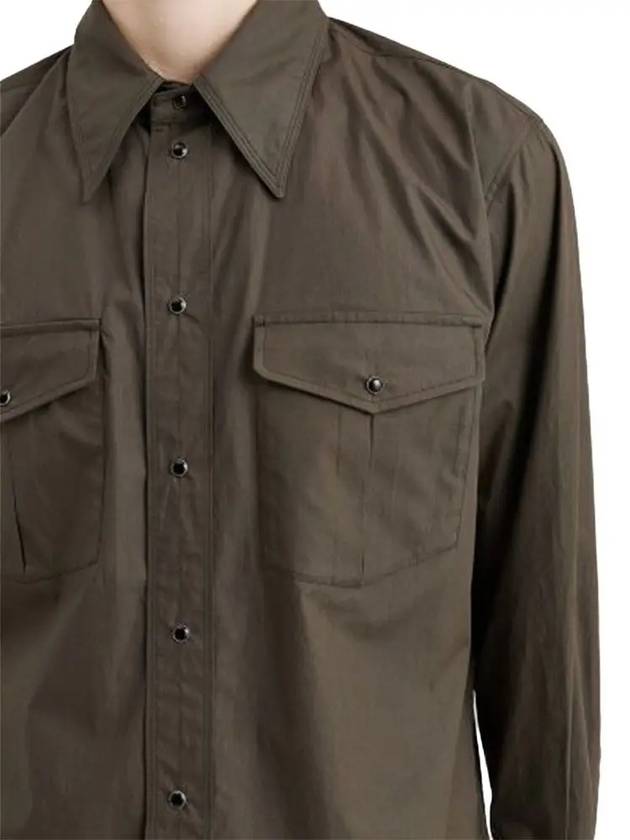 Western Poplin Long Sleeve Shirt Espresso - LEMAIRE - BALAAN 5