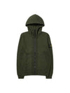 Brushed Cotton Fleece Garment Dyed Hooded Zip Up Olive Green - STONE ISLAND - BALAAN 2