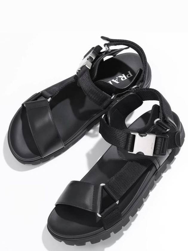 Sporty Leather Re-Nylon Tape Sandals Black - PRADA - BALAAN 2