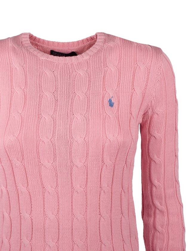 Ralph Lauren Pale Pink Cotton Cable-Knit Crew Neck Sweater - RALPH LAUREN - BALAAN 3