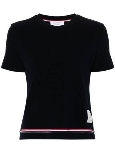 Cotton Pique Short Sleeve T-Shirt Navy - THOM BROWNE - BALAAN 1