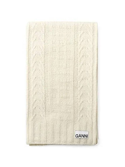 Logo Cable Knit Muffler White - GANNI - BALAAN 2