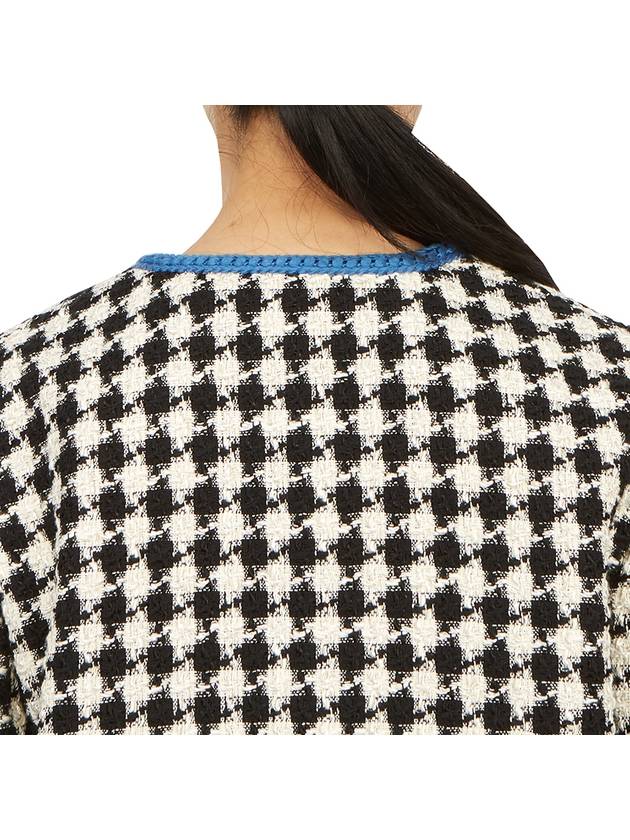 Women's Gingham Tweed Jacket Ivory Blue - GUCCI - BALAAN 8