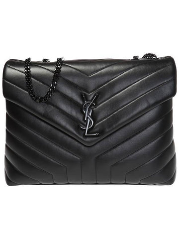 Black Monogram Loulou Matelasse Y Leather Medium Shoulder Bag Black - SAINT LAURENT - BALAAN 1