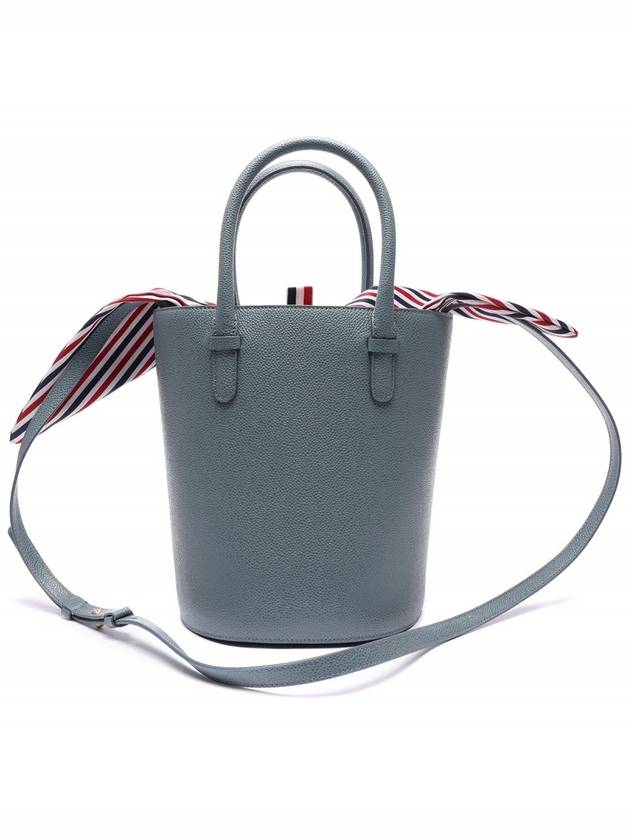 Pebble Grain Leather Bucket Bag Blue - THOM BROWNE - BALAAN 5