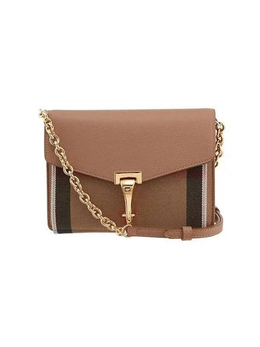 Women's Chain Check Leather Crossbag Brown - BURBERRY - BALAAN 1