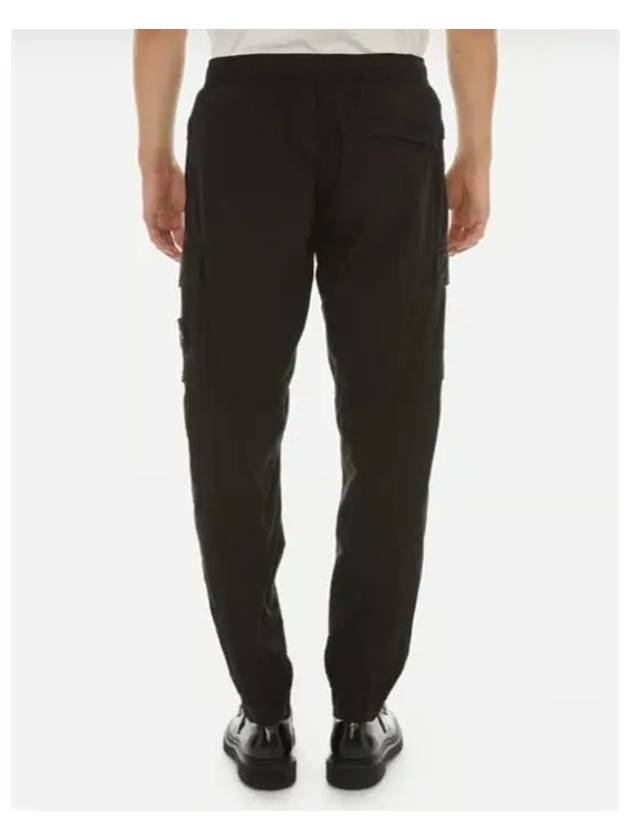 Stretch Cotton Tela Paracadute Cargo Straight Pants Black - STONE ISLAND - BALAAN 3