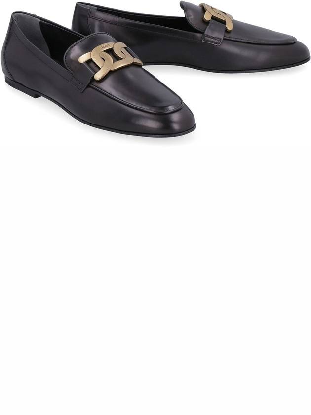 Kate Metal Logo Leather Loafers Black - TOD'S - BALAAN 4