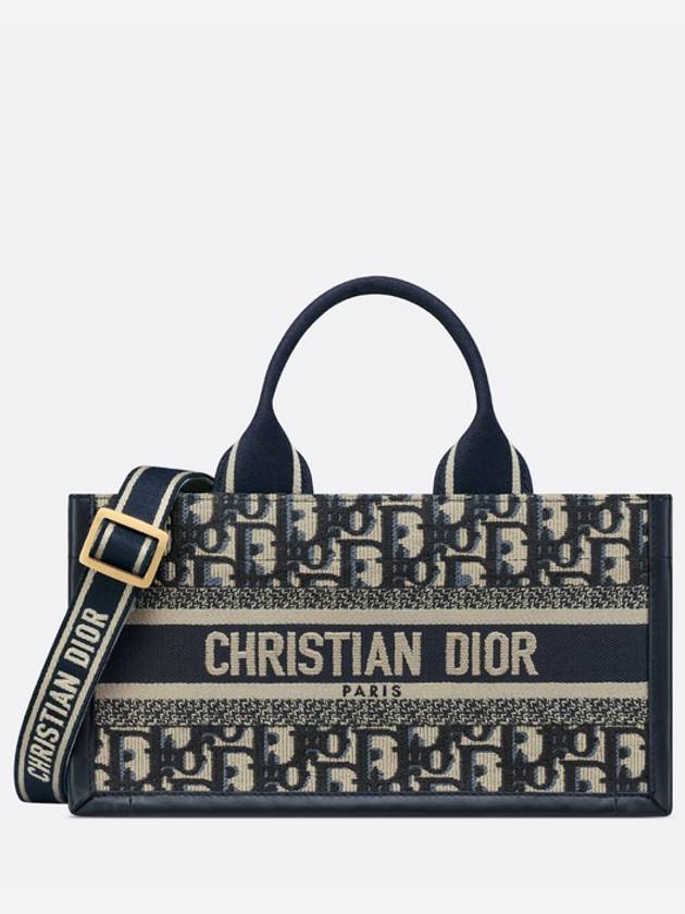 East West Oblique Embroidery Strap Book Tote Bag Blue - DIOR - BALAAN 2