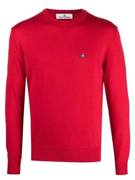 Men's ORB Embroidered Logo Wool Knit Top Red - VIVIENNE WESTWOOD - BALAAN 2