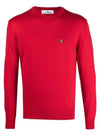 Men's ORB Embroidered Logo Wool Knit Top Red - VIVIENNE WESTWOOD - BALAAN 2