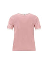 Women's Melange Jersey Ringer Short Sleeve T-Shirt Light Pink - THOM BROWNE - BALAAN 3